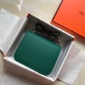 「#4104」 Hermès Green Constance Gold Buckle Bag 19cm