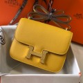 「#4105」 Hermès Yellow Constance Gold Buckle Bag 19cm 「#4105」 Hermès Yellow Constance Gold Buckle Bag 19cm
