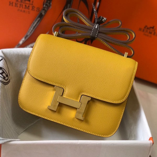 「#4105」 Hermès Yellow Constance Gold Buckle Bag 19cm 「#4105」 Hermès Yellow Constance Gold Buckle Bag 19cm
