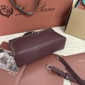 「#7090」Loro pian Extra Pocket L19 silver buckle - FAN1034 - 19x6.5x11cm - Claret，Ostrich skin