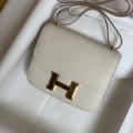 「#4107」Hermès White Constance Gold Buckle Bag 19cm