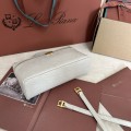 「#7092」Loro pian Extra Pocket L19 gold buckle - FAN1034 - 19x6.5x11cm - light beige，Ostrich skin