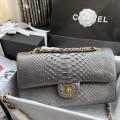 「#10030」Chanel South African python leather custom model with full deerskin lining 01112 25.5*7*16CM