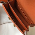 「#4109」 Hermès Orange Constance Gold Buckle Bag 19cm
