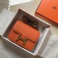 「#4109」 Hermès Orange Constance Gold Buckle Bag 19cm