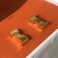 「#4109」 Hermès Orange Constance Gold Buckle Bag 19cm