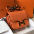 「#4109」 Hermès Orange Constance Gold Buckle Bag 19cm