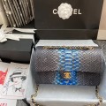 「#10037」Chanel South African python leather custom model with full deerskin lining 01112 25.5*7*16CM