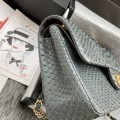 「#10039」Chanel South African python leather custom model with full deerskin lining 01112 25.5*7*16CM