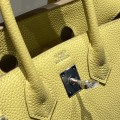 「#4110」Hermès Chicken Yellow Silver Buckle Birkin Bag 25cm