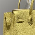 「#4110」Hermès Chicken Yellow Silver Buckle Birkin Bag 25cm