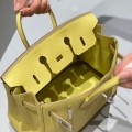 「#4110」Hermès Chicken Yellow Silver Buckle Birkin Bag 25cm
