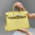 「#4110」Hermès Chicken Yellow Silver Buckle Birkin Bag 25cm