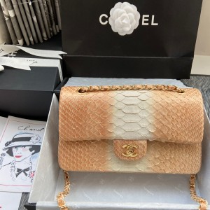 「#10044」Chanel South African python leather custom model with full deerskin lining 01112 25.5*7*16CM