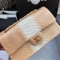 「#10044」Chanel South African python leather custom model with full deerskin lining 01112 25.5*7*16CM