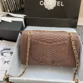 「#10045」Chanel South African python leather custom model with full deerskin lining 01112 25.5*7*16CM