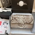 「#10048」Chanel South African python leather custom model with full deerskin lining 01112 25.5*7*16CM