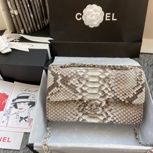 「#10048」Chanel South African python leather custom model with full deerskin lining 01112 25.5*7*16CM