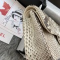 「#10048」Chanel South African python leather custom model with full deerskin lining 01112 25.5*7*16CM