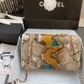 「#10049」Chanel South African python leather custom model with full deerskin lining 01112 25.5*7*16CM