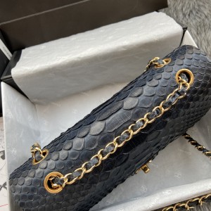 「#10052」Chanel South African python leather custom model with full deerskin lining 01112 25.5*7*16CM