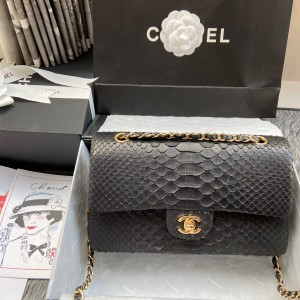 「#10053」Chanel South African python leather custom model with full deerskin lining 01112 25.5*7*16CM