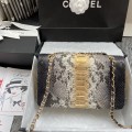 「#10055」Chanel South African python leather custom model with full deerskin lining 01112 25.5*7*16CM
