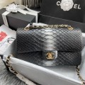 「#10056」Chanel South African python leather custom model with full deerskin lining 01112 25.5*7*16CM