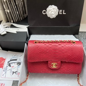 「#10058」Chanel South African python leather custom model with full deerskin lining 01112 25.5*7*16CM
