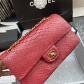 「#10058」Chanel South African python leather custom model with full deerskin lining 01112 25.5*7*16CM