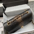 「#10059」Chanel South African python leather custom model with full deerskin lining 01112 25.5*7*16CM