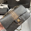 「#10059」Chanel South African python leather custom model with full deerskin lining 01112 25.5*7*16CM