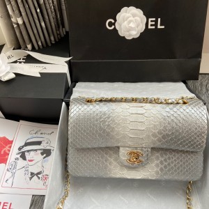 「#10060」Chanel South African python leather custom model with full deerskin lining 01112 25.5*7*16CM