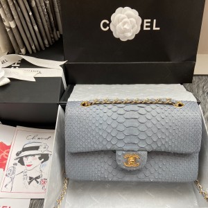 「#10063」Chanel South African python leather custom model with full deerskin lining 01112 25.5*7*16CM