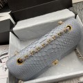 「#10063」Chanel South African python leather custom model with full deerskin lining 01112 25.5*7*16CM