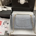 「#10063」Chanel South African python leather custom model with full deerskin lining 01112 25.5*7*16CM