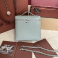 「#7101」Loro pian Extra Pocket L23.5 silver buckle - FAM6491 - 21✖️23.5✖️8cm - Bean gray green