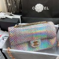 「#10067」Chanel South African python leather custom model with full deerskin lining 01112 25.5*7*16CM