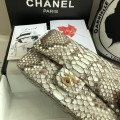 「#10071」Chanel South African python leather custom model with full deerskin lining 01112 25.5*7*16CM