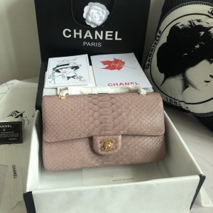 「#10073」Chanel South African python leather custom model with full deerskin lining 01112 25.5*7*16CM