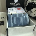 「#10074」Chanel South African python leather custom model with full deerskin lining 01112 25.5*7*16CM