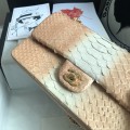 「#10075」Chanel South African python leather custom model with full deerskin lining 01112 25.5*7*16CM