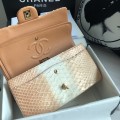 「#10075」Chanel South African python leather custom model with full deerskin lining 01112 25.5*7*16CM