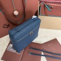 「#7108」Loro pian Extra Pocket L23.5 silver buckle - FAM6491 - 21✖️23.5✖️8cm - Warbler tail blue