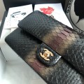 「#10077」Chanel South African python leather custom model with full deerskin lining 01112 25.5*7*16CM