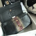 「#10077」Chanel South African python leather custom model with full deerskin lining 01112 25.5*7*16CM
