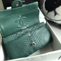 「#10078」Chanel South African python leather custom model with full deerskin lining 01112 25.5*7*16CM