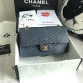 「#10080」Chanel South African python leather custom model with full deerskin lining 01112 25.5*7*16CM