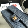 「#10080」Chanel South African python leather custom model with full deerskin lining 01112 25.5*7*16CM
