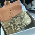 「#10081」Chanel South African python leather custom model with full deerskin lining 01112 25.5*7*16CM